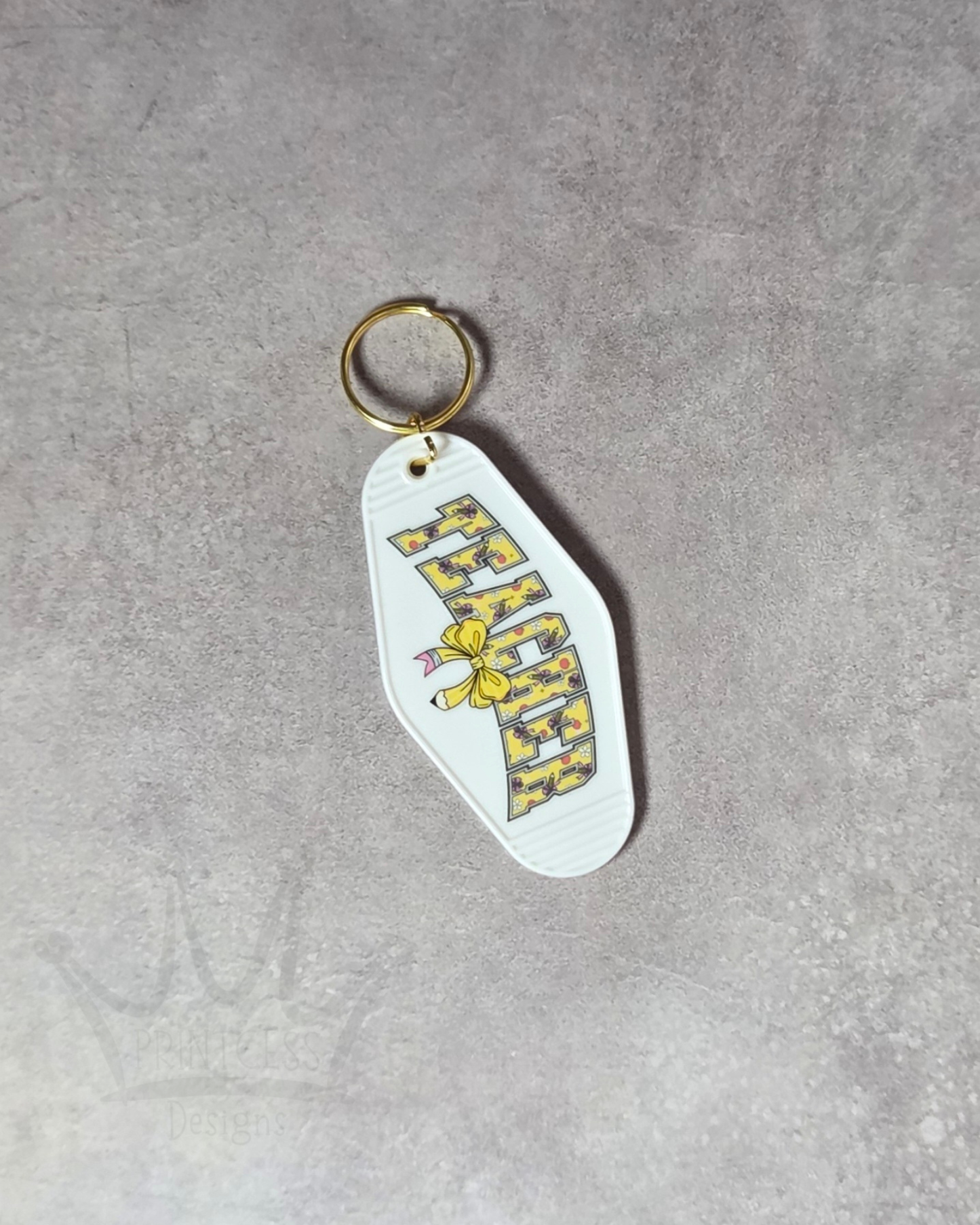 'Teacher' Keyring (white)