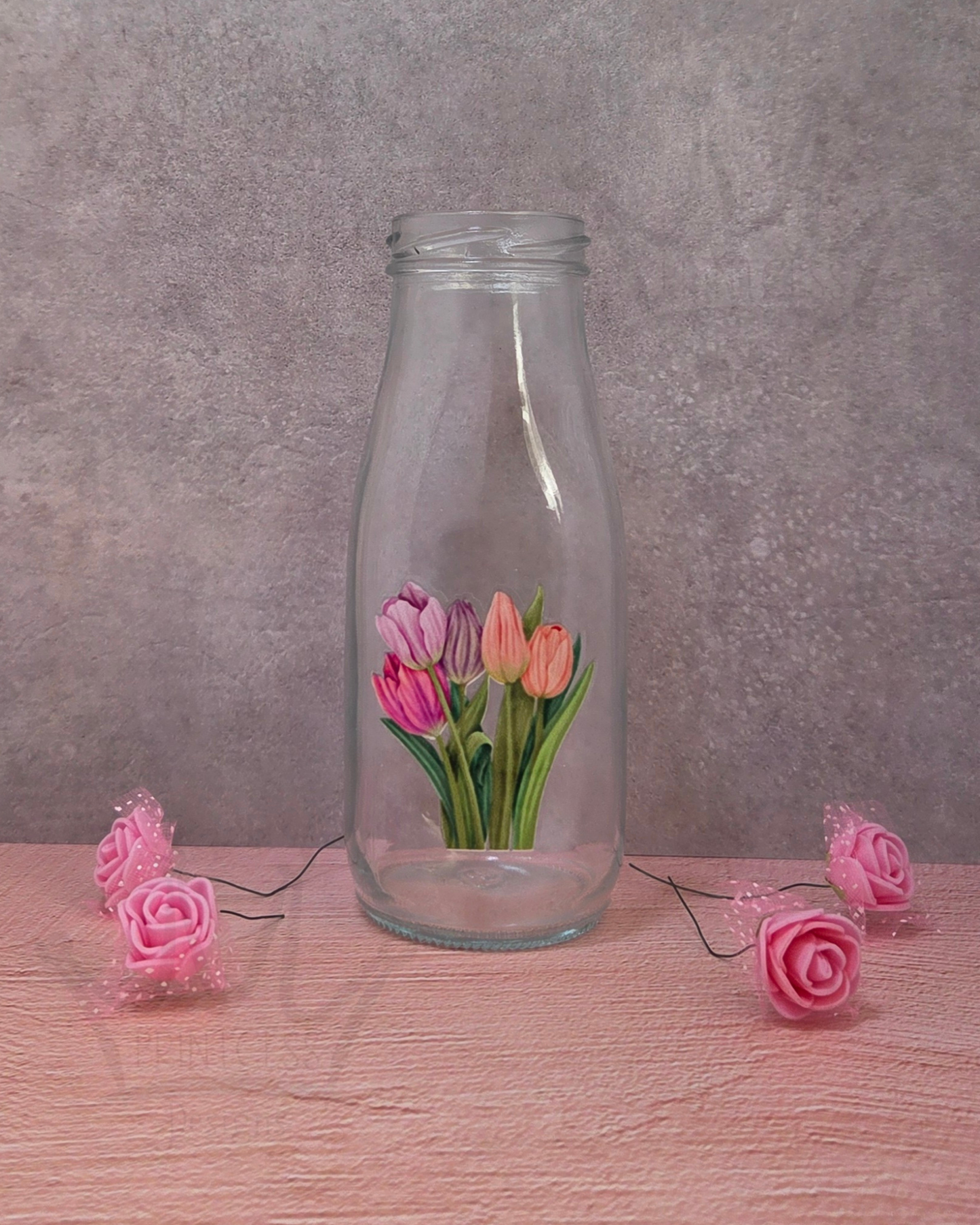 'Tulip' Clear Glass Bottle