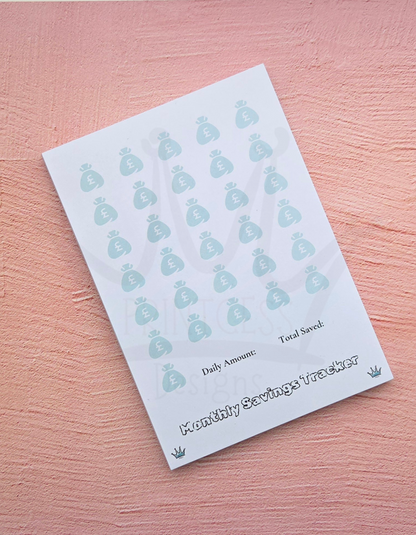 Monthly Savings Tracker A5 Notepad