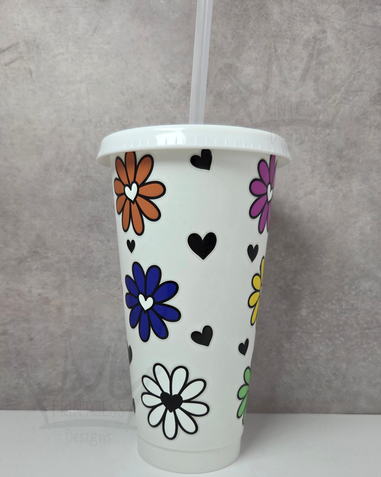 White 'Flower Power' Cold Cup