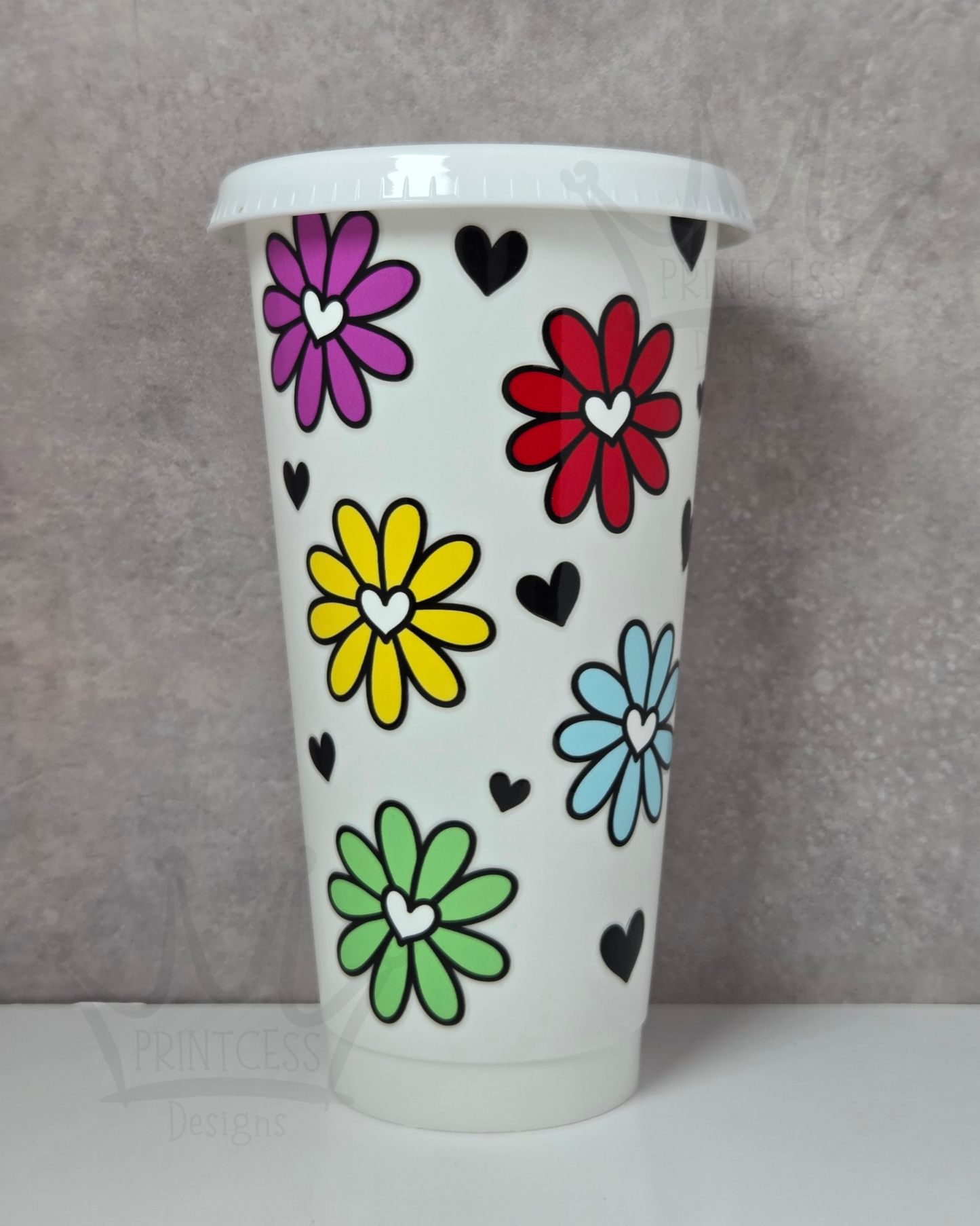 White 'Flower Power' Cold Cup