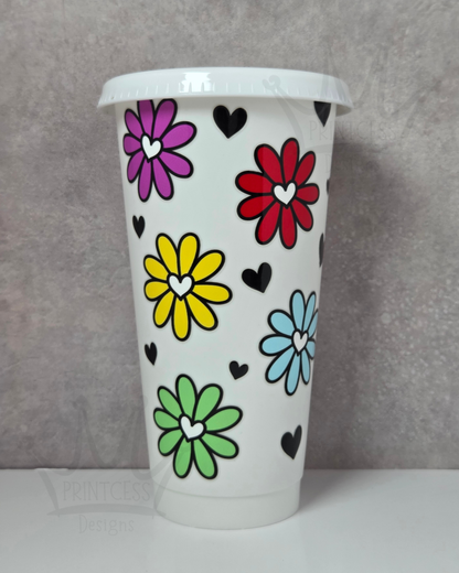White 'Flower Power' Cold Cup