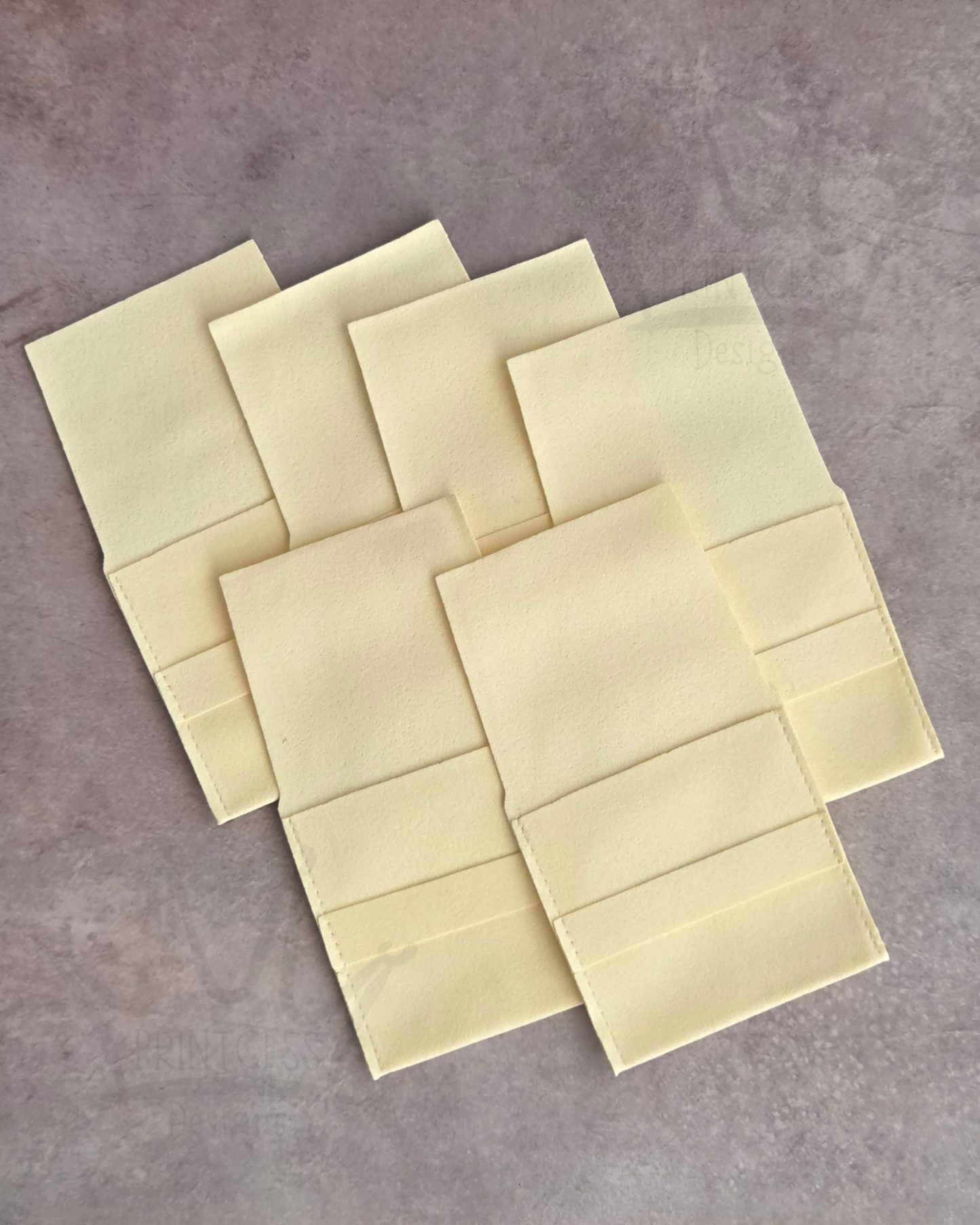 Pale Yellow Faux Suede Jewellery Pouch