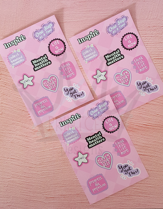 Mental Health Wellness A6 Sticker Sheet
