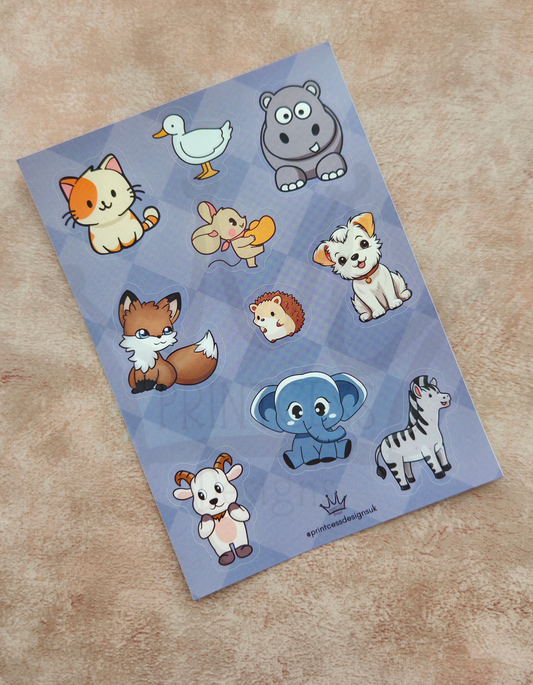 Animals A6 Sticker Sheet