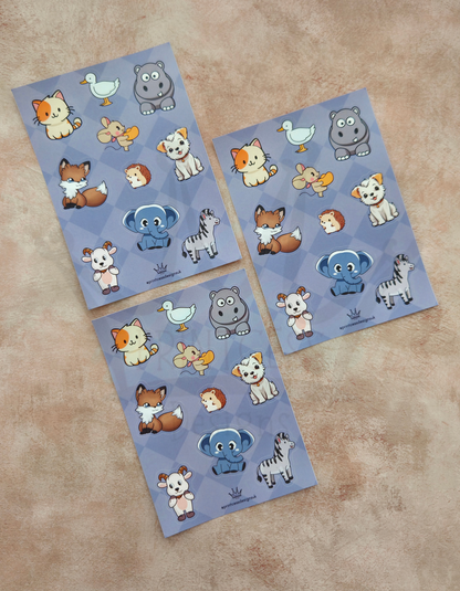 Animals A6 Sticker Sheet