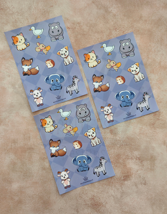 Animals A6 Sticker Sheet