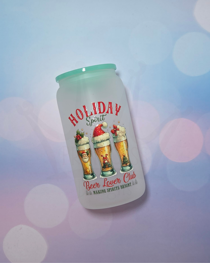 'Christmas Beer Lover' 16oz Libby Glass