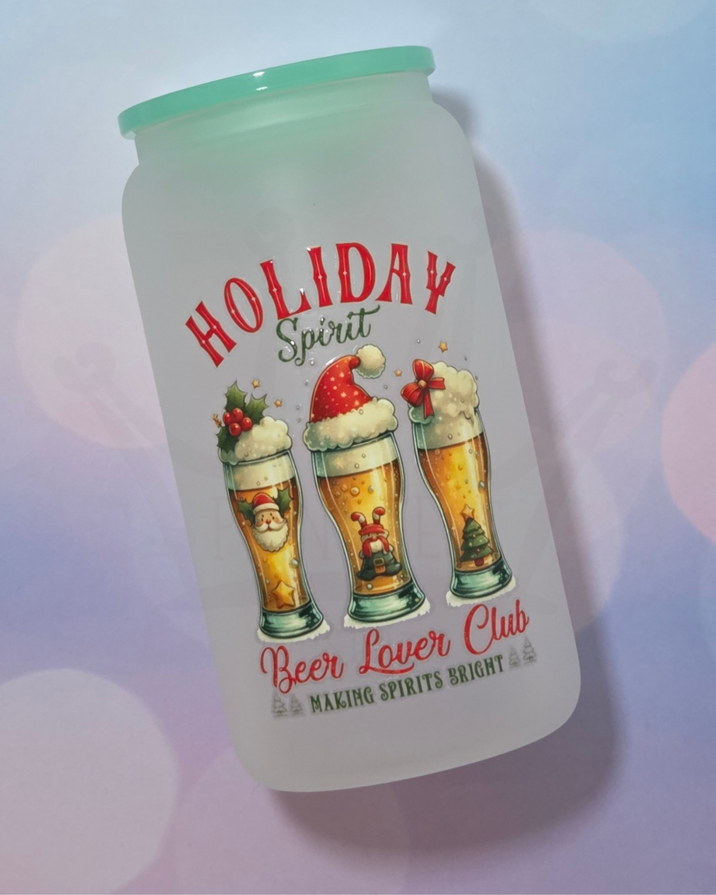 'Christmas Beer Lover' 16oz Libby Glass