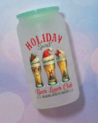 'Christmas Beer Lover' 16oz Libby Glass