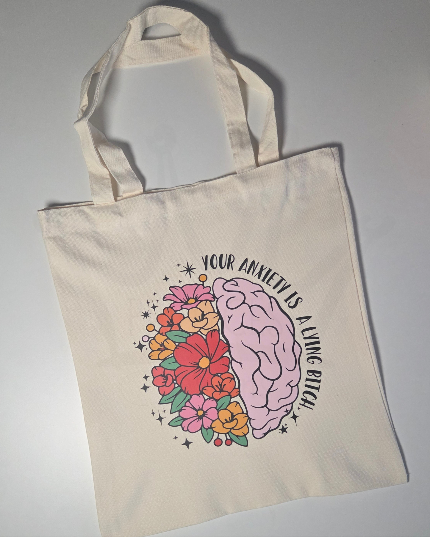 'Anxiety is Lying' Natural Tote Bag