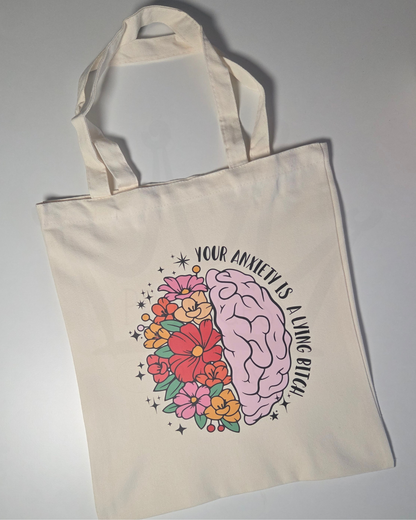 'Anxiety is Lying' Natural Tote Bag