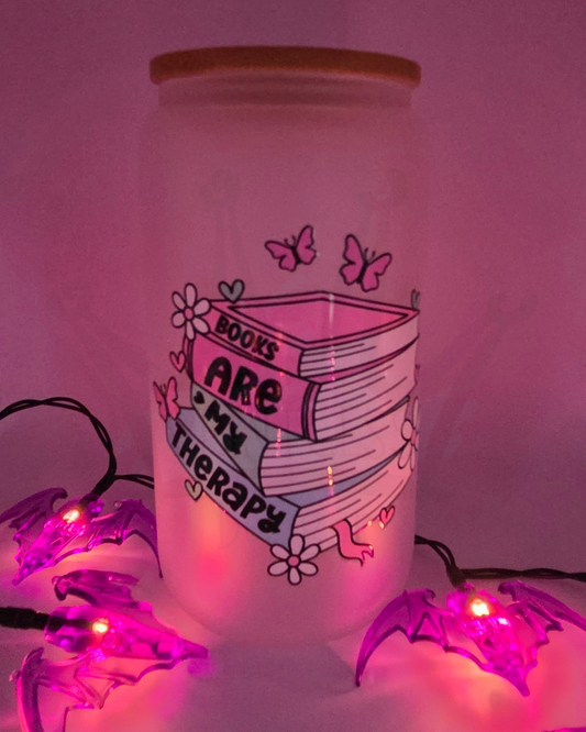 'Books Therapy' 16oz Libby Glass