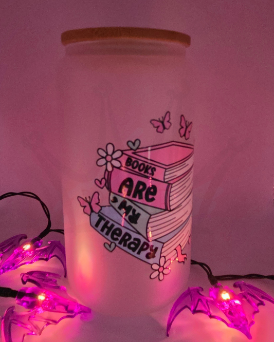'Books Therapy' 16oz Libby Glass